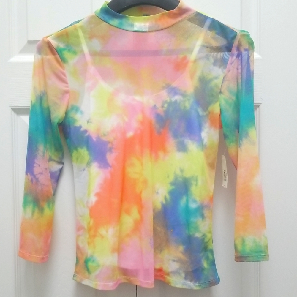 Sheer Tie-dye Lined Long Sleeve Top (M)NWOT